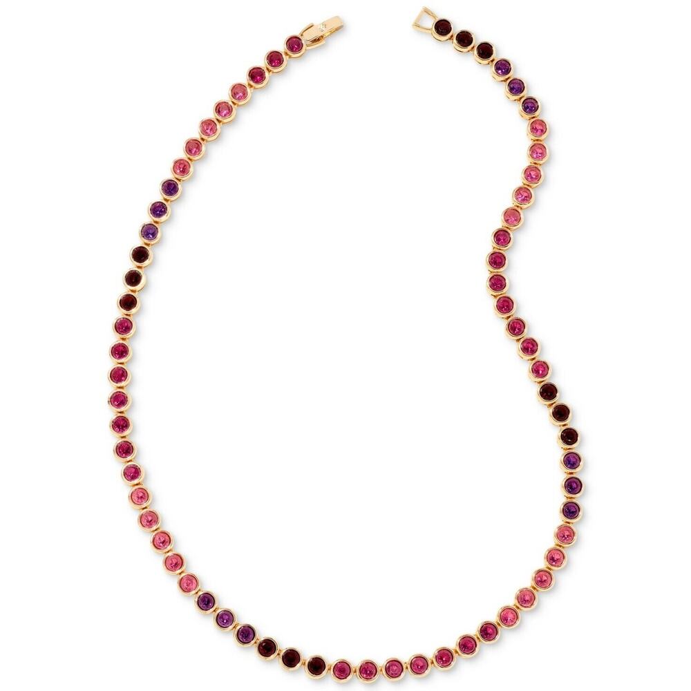 NWT Kendra Scott Carmen Tennis Necklace Gold Ruby Mix Gemstone $120